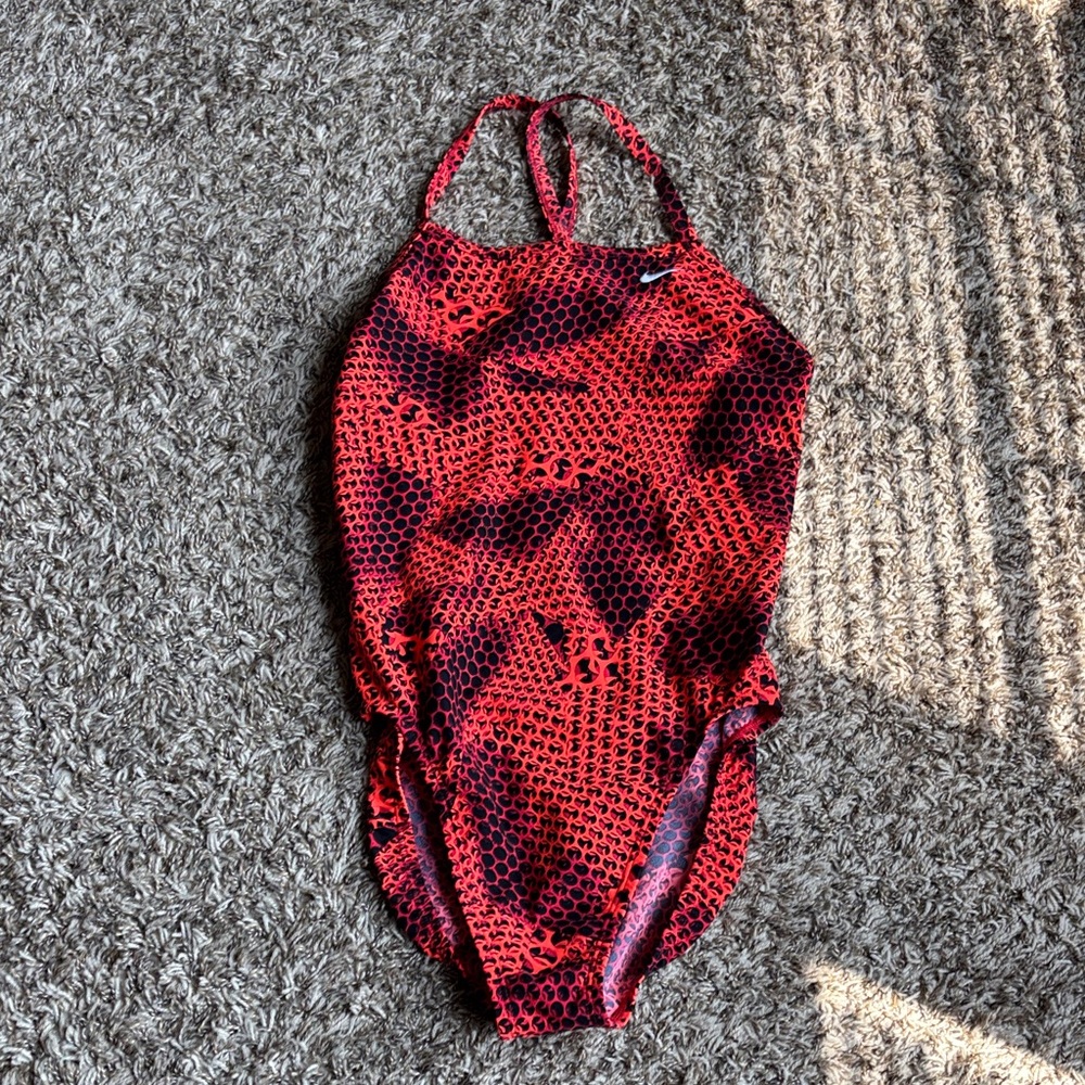 Nike women’s Red and Black One Piece Swimsuit